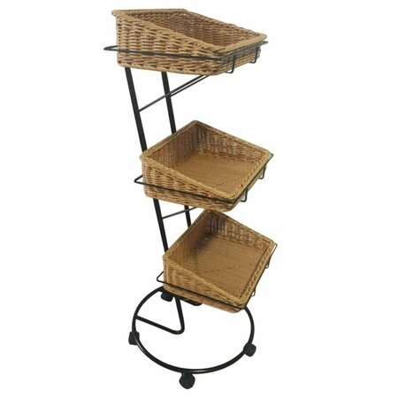 WALD IMPORTS Three Tier Storage Stand with Washable Wicker Baskets, Brown 6409